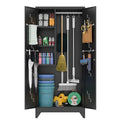 YILFANA 75" Metal Storage Cabinet with Lockable Doors, Functional Garage Storage Cabinets, Heavy-Duty Tool Organization Cabinet with Hanging Rod & S-Hooks (75" Utility Closet)