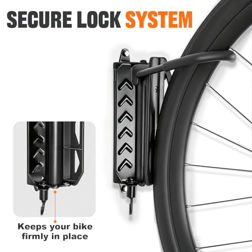 QAQ Swivel Bike Wall Mount, Vertical Bike Rack Garage Holds Up To 66lbs, Bike Hooks For Garage Space-Saving, Easy To Install -1 PACK