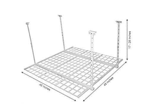 HyLoft Overhead adjustable Garage Storage Rack,Heavy Duty Steel Garage Storage System, 45-Inch x 45-Inch, White