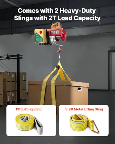 VEVOR 880lbs Electric Hoist with Wireless Remote Control, 110v Electric Hoist with Remote Control, 40ft/20ft Lifting Height Motor, for Garage Warehouse Factory