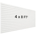Neoaider Slatwall Panel 8 FT x 4 FT, Interlocking Slat Wall Paneling, Wall Mounted PVC Wallpanel, Suitable for Garage Storage and Organizer, Slatwall Board, Shelves - White