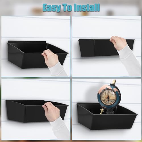 Sumnacon Slatwall Bins 4 Pcs Large Slatwall Organizer for Garage Plastic Slatwall Storage Bins for Storing Garage Accessories Multiple Stackable Slat Wall Tool Organizer for Workshops,Shopping Malls
