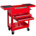 BIG RED ATC310R Torin Rolling Garage Workshop Tool Organizer: 2 Drawer Tool Chest Tray with Top Work Surface and Storage Push Cart, Red, 27.8" L x 14.6" W x 32.7" H