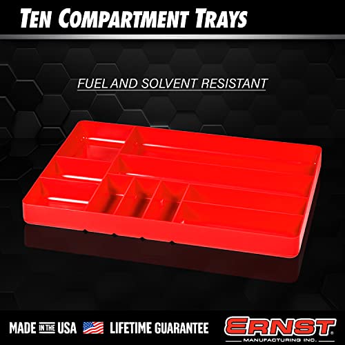 Ernst MFG 10 Compartment Drawer Organizer: Heavy Duty Stackable Tray for Automotive Tool Organization -Low Profile Toolbox - Nuts and Bolts, Tools, Parts, Easy to Clean - Black - Made in the USA