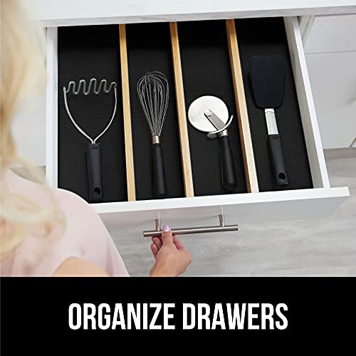 Gorilla Grip Smooth Drawer Liner and Over the Door Shoe Organizer, Drawer Liner Size 12x10, Non Adhesive, Shoe Holder Includes 24 Pockets, Mesh, Both in Black, 2 Item Bundle