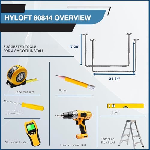 HyLoft Adjustable Garage Ceiling Mount Storage Rack Kit, Ceiling Shelving Mounts, 34 in. x 26 in., 80844-10, Hammertone