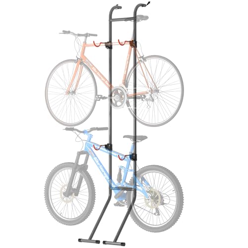 Suchtale 2 Bike Rack, Bicycle Rack, Bike Storage Rack for Garage, Gravity Bike Stand, Indoor Bike Organizer, Floor Vertical Bicycle Holder, Adjustable Wall Mount Cycle Hanger for Road Mountain Bikes