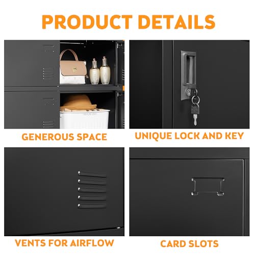 OPTYMIRA Metal Lockers for Employees 6 Doors,Office Storage Locker, Employee Steel Locker Cabinet with Lock,Staff Locker with Keys Storage Cabinet for Gym Home Office School Garage,Assembly Required