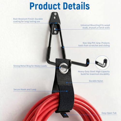 Eptcp Large Garage Hooks Heavy Duty, 4 Pack 7.5 inch Garage Wall Hooks for Hanging Ladder, Kayak, Bike, Chair and Tool