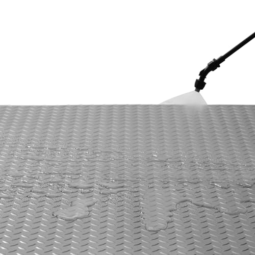 VEVOR Garage Floor Mat, 19 x 4.9 FT PVC Garage Flooring Roll, Non-Slip Diamond Texture, 93.65 sq.ft Covering Space, Garage Mats for Under Cars, for Gyms Boats Car Trailer, Gray