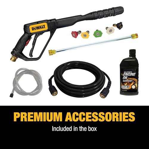 DeWalt 3300 PSI Gas Pressure Washer, 5 Nozzles, Spray Gun, Wand, 25-ft. Hose, DXPW3300-S, 49-State