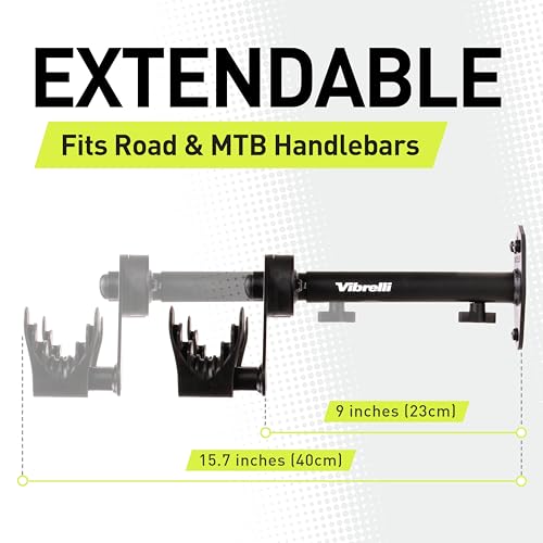 Vibrelli Bike Wall Mount - Horizontal Storage Rack for Hanging Bicycles in Garage - Adjustable Bike Hanger, Holder - Wall Bike Rack Hooks for Bicycle