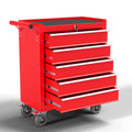 OAKANDO 5-Drawer Metal Rolling Tool Chest with Wheels,Tool Storage Cabinet with Locking System，Toolbox with Wheels for Garage, Warehouse, Workshop, Repair Shop (Red, 5-Drawer)