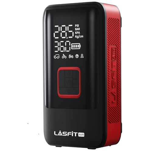 LASFIT TK1 Tire Inflator Portable Air Compressor, Cordless Tire Air Pump for Pickup Truck, SUVs, Heavy-Duty Car Air Pump with Larger 12000mAh Battery, 150PSI Digital Pressure Gauge, Smart Auto Stop