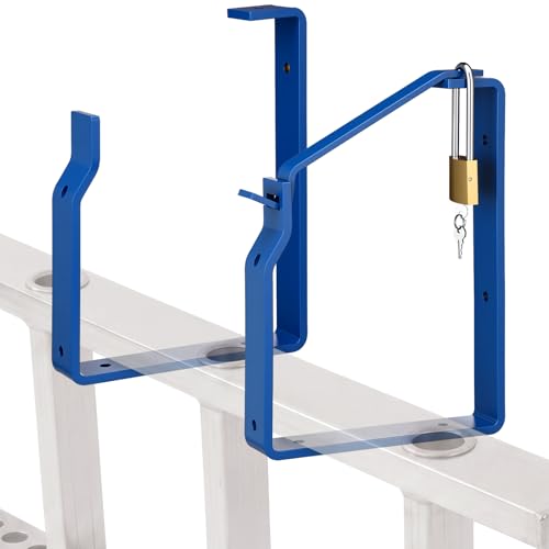 Otoolling 2 Pack Lockable Wall Ladder Rack Ladder Brackets Heavy Duty Wall Mount Storage Brackets with Securing Lock Garage Storage Hooks for Garage Workshop Organizer