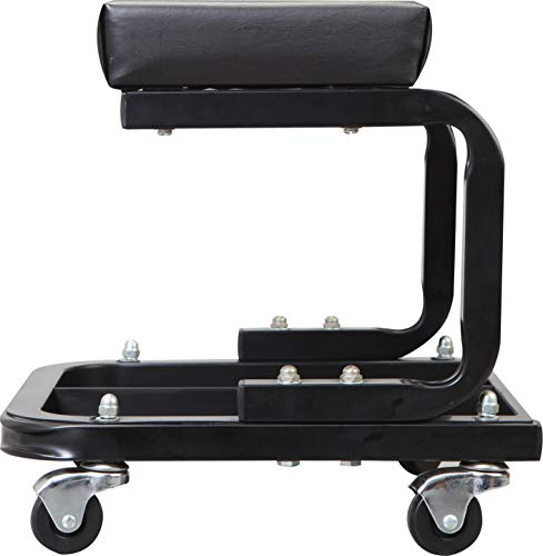 Torin ATR7211 Blackjack Rolling Creeper Garage/Shop Seat: Padded Mechanic Stool with Tool Tray Storage, Black, Large