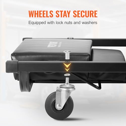 VEVOR Mechanic Garage Creeper, 40-Inch, 300 lbs Capacity Automotive Rolling Creeper with 6 Casters Adjustable Cushioned Headrest, Heavy Duty Steel Frame Low Profile for Garages, Repair Shops, and DIY