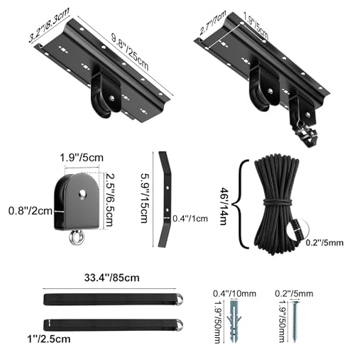 Housolution Bike Hoist, [1 Pack] Hoist Pulley System with 88Lbs, Fit 10-16Feet High Ceilings, Heavy-Duty Overhead Ceiling Storage System for Road, MTB, Fat Tire, Ebike Hanger, Ladders, Snowboard