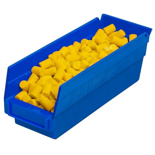 Akro-Mils 30120 Plastic Shelf Bins, Heavy Duty Storage Bins for Garage, Closet, and Drawer Organization, 12" x 4" x 4", Blue, 24-Pack