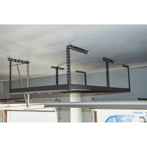Klutch Overhead Garage Storage Rack — Adjustable Height, 96in.L x 48in.D x 23–37in.H