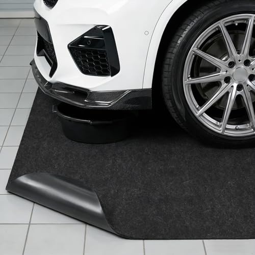 COAGOU 2 Pack 36" x 60" 0.12" Thick Oil Spill Mat Garage Rubber Mats for Floor – Black Water & Oil-Absorbent, Non-Slip, Easy to Clean, Reusable & Cut-to-Fit Mat for Car, Motorcycle, Driveway