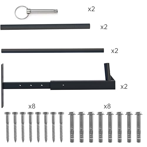 TRUSOON Adjustable Ladder Ceiling Rack, Kayak Overhead Garage Storage Rack, Garage Ceiling Storage for Kayak, Ladder, Surfboard, Snowboar Overhead Hanger, Holds 150 lbs, Black