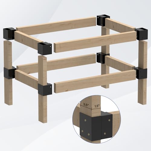 Neorexon Workbench Bracket Kit 8PCS, Heavy Duty 3-Way Brackets for Garage Workbench Legs Bracket, Metal DIY Workbench Kit for Shelving, Work Table, Fits 2x4(Actual 1.5"x3.5")Wood, Lumber Not Included