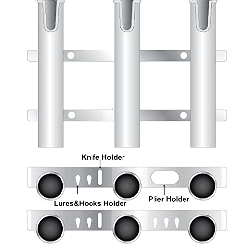 Wall Mounted Fishing Rod Holders Tubes Links Fishing Rod Holder Rack Rests (3-pole-black)