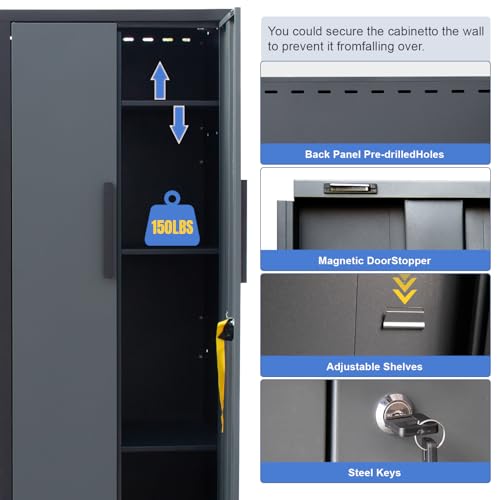 Tsnritor 15PCS Corner Garage Storage Cabinet System, Heavy Duty Workshop Set, Corner Cabinet Includes Workbench, Pegboard & Lockable Drawers Metal Tool Organization System for Garage Workshop