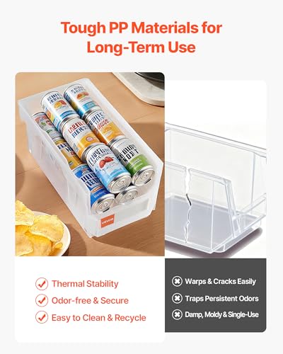 VEVOR Plastic Stackable Storage Bins, 14.8 x 8.5 x 7.1 inch (6 Pack), Plastic Containers for Organizing & Storage Bins for Closet, Garage, Small Parts, Office Supplies, Other Accessories, Transparent