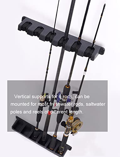 Ducurt Fishing Rod Holders Vertical Rod Rack, Fishing Pole Holders for Garage, Wall, Ceiling Rod Stand, Black (1 Pair Black)