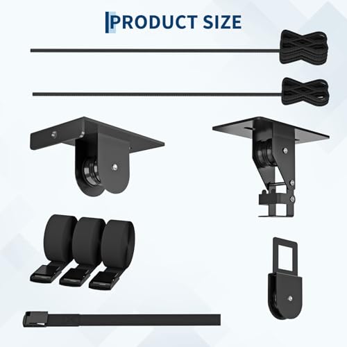 Cargo Box Garage Pulley System, Heavy‑Duty Overhead Hoist for Rooftop Cargo Boxes & Large Bins, 150 Lb Capacity, Fits 8–10 ft Garage Ceilings, Adjustable Straps & Dual Fixed‑Point Design