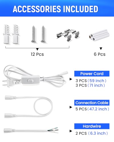 SUNLINKCO (6 Pack) 4FT T5 LED Integrated Fixture, 6500K,20W,2300LM(Super Bright White) Linkable LED Shop Light,Garage Ceiling and Cabinet Light,Strip Light,Corded Electric with ON/Off Switch