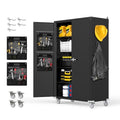 Reykilor Tall & Wide Metal Garage Storage Cabinet with 4 Adjustable Shelves, 43''W x 22''D x 72''H with Wheels & Pegboards, Heavy Duty Lockable Garage Cabinet for Warehouse, Basement, Office, Gym