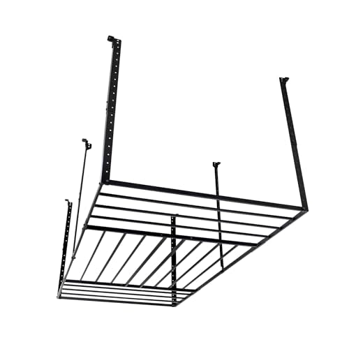 StoreYourBoard 4 x 8 Overhead Garage Storage Rack, Ceiling Shelf Overhead Organization, Heavy Duty Steel Platform Holds 700 lbs, 96 in. x 48 in. x 40 in.