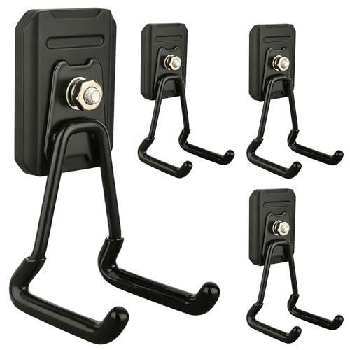 ULIBERMAGNET Heavy Duty Magnetic Hooks,4 Pack Strong Extra Large Magnet Hook for Power Drill,Garden Tools,Hose,Pegboard,Garage,Workshop,Magnetic Storage Utility Hooks for Indoor Outdoor Hanging