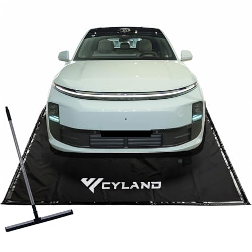 CYLAND Garage Floor Mat 7.9'x16' Heavy-Duty Waterproof, Non-Slip PVC Parking Mat, All-Weather Car Containment Mat for Oil, Snow & Dirt Floor Protection Includes Squeegee for Easy Cleanup