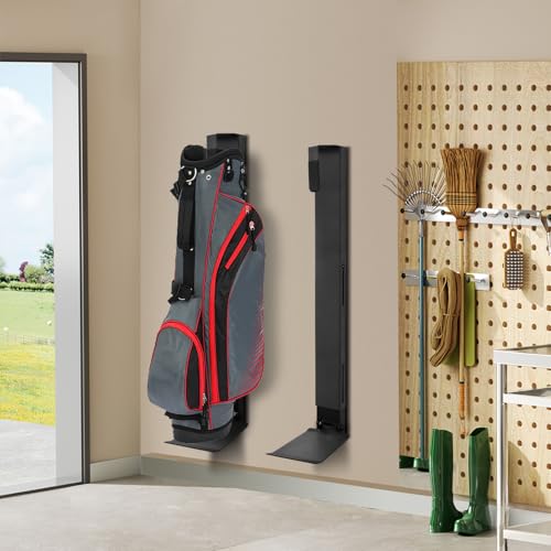 Krotour Wall Mount Golf Bag Storage Stand Organizer Rack for Garage, Air Spring Sliding System Single Golf Bag Holder for Wall, Golf Storage Organizer for Golfing Clubs, Home, Basement