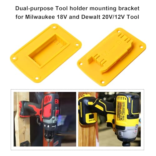 20pas Tool Holders and Battery Holder for Dewalt 20v Wall Mount Hanger Battery Drill Tool Storage Shelf for Milwaukee M18(Yellow)