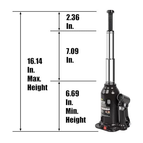 Torin 4 Ton (8,000 LBs) Double Ram Welded Hydraulic Car Bottle Jack for Auto Repair and House Lift, Black, ATH80402XB