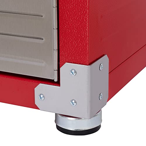 Seville Classics UltraHD 2-Piece Heavy Duty Mega Solid Steel Metal 2-Door Lockable Stacker Wall Storage, Cabinet Set Organizer for Garage, Office, Classroom, Red, 30" W x 18" D x 90.5" H