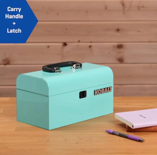 Portable Mini Toolbox 10.83-in W x 5.91-in H x 5.91-in D Teal Steel Tool Box, mint, makeup orginaztion, craft storage