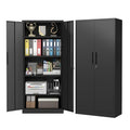 Reegangfa Metal Storage Cabinet with 2 Doors and 4 Adjustable Shelves, 71" Garage Storage Cabinet with Anti-Tipping Design, Lockable Garage Cabinets for Office, Home, Garage, Gym, School