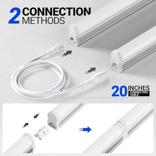 Barrina (6 Pack LED T5 Integrated Single Fixture, 4FT, 2200lm, 6500K Super Bright White, 20W Utility LED Shop Light, Ceiling and Under Cabinet Light, Corded Electric with ON/Off Switch, ETL Listed