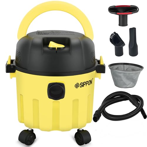 SIPPON Wet/Dry Vacuum Cleaner, 3-in-1 Portable Workshop Vacuum Cleaner, Lightweight 3-Gallon Wet/Dry Vacuum Cleaner, with Blower Function and Wall-Mount Design, Suitable for All Floor Types.(Low)