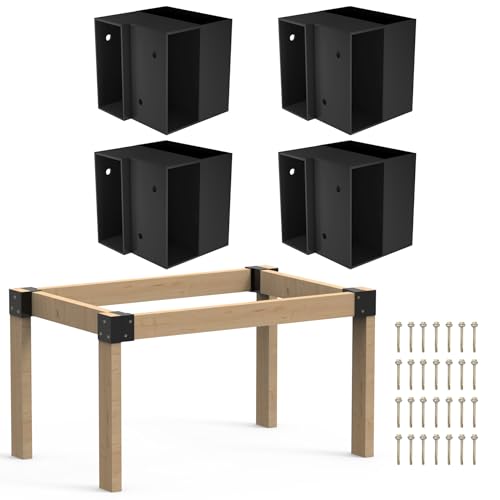 Neorexon Workbench Bracket Kit 8PCS, Heavy Duty 3-Way Brackets for Garage Workbench Legs Bracket, Metal DIY Workbench Kit for Shelving, Work Table, Fits 2x4(Actual 1.5"x3.5")Wood, Lumber Not Included