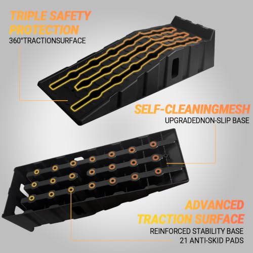 TARNANVEL 2 Pack Car Ramps for Oil Changes and Lfit, 16000 Lbs Capacity Heavy-Duty Car Lifts for Home Garage or Shop Portable 6.8 Inch Lift Car Ramps with Anti Slip Grooves