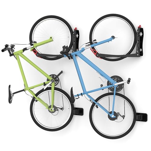 WALMANN BIKEPAL No Lifting Wall Mount Swivel Bike Rack, Vertical Bike Wall Hangers for Garage Space Saving Bike Storage Solution(2 Pack)