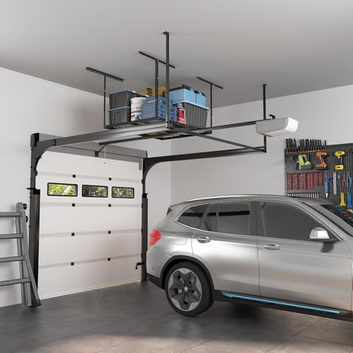 FLEXIMOUNTS 3x4FT Garage Storage Rack Overhead, Adjustable Ceiling Storage Racks, Metal Garage Organization System with 275LBS Weight Capacity(Black), Classic Series
