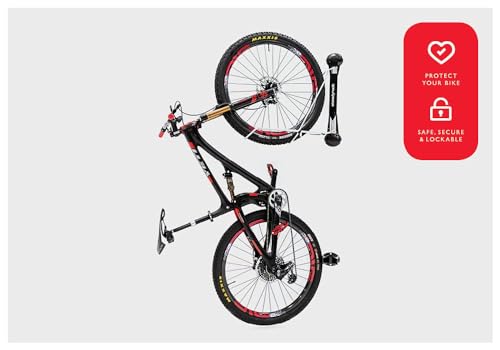 Steadyrack Bike Rack – Pivoting Mountain Bike Rack, Holds Up to 77 lbs, Fits 24"-29" Wheels, 2.1"-2.8" Tires, Foldable Wall Mount for Space-Saving Bicycle Storage